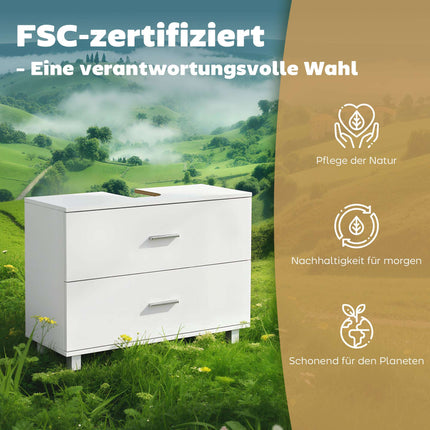 Freestanding Bathroom Cabinet with 2 Drawers, White