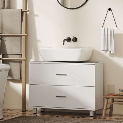 Freestanding Bathroom Cabinet with 2 Drawers, White