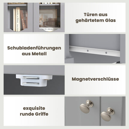 Freestanding Bathroom Cabinet with 4 Doors & Drawer, 160cm