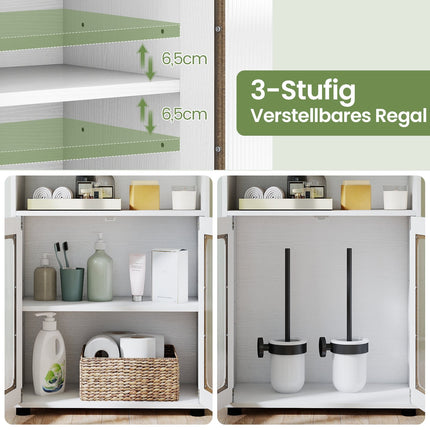 Freistehender Badezimmerschrank mit verstellbaren Einlegeböden, Weiß