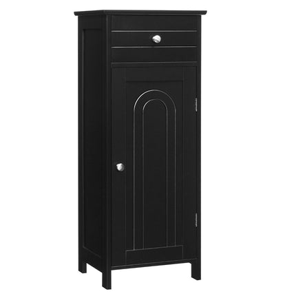 Freestanding Bathroom Cabinet with Drawer & Shelves, Black