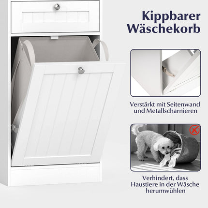 Freistehender Bad-Wäschekabinett mit kippbarem Wäschesammler