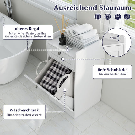 Freistehender Bad-Wäschekabinett mit kippbarem Wäschesammler