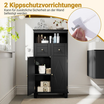 Freistehender Badezimmerschrank mit verstellbaren Einlegeböden