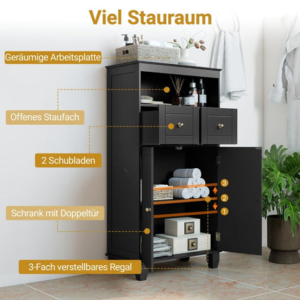 Freistehender Badezimmerschrank mit verstellbaren Einlegeböden