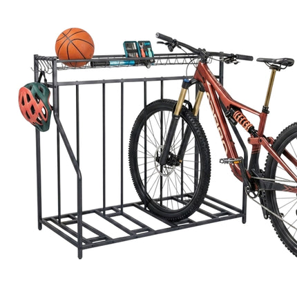 Freistehender Fahrradständer – verstellbare Fächer, Korb, 6 Haken
