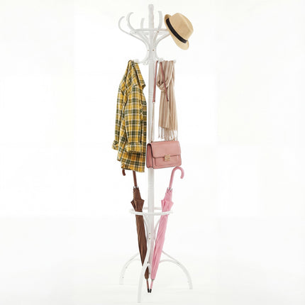 Freestanding Birch Coat Rack, 12 Hooks, 360 Swivel