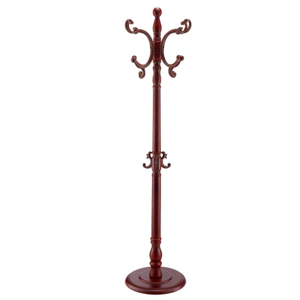 Freestanding Birch Wood Coat Rack Stand, 11 Hooks, Weighted Base