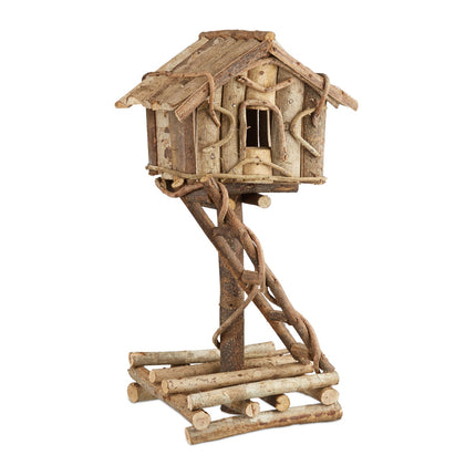 Freestanding Decorative Bird House – Rustic Wood Design
