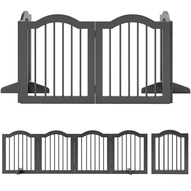 Freistehendes Hundegitter, faltbar, 4 Paneele, 208x29,5x61 cm, Schwarz