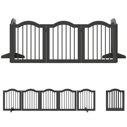 Freistehendes Hundegitter, faltbar, 5 Paneele, Schwarz, 261,5x29,5x61 cm