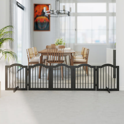Freistehendes Hundegitter, faltbar, 5 Paneele, Schwarz, 261,5x29,5x61 cm