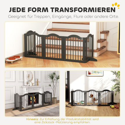 Freistehendes Hundegitter, faltbar, 5 Paneele, Schwarz, 261,5x29,5x61 cm