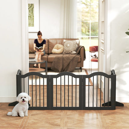 Freistehendes Hundegitter, faltbar, 5 Paneele, Schwarz, 261,5x29,5x61 cm