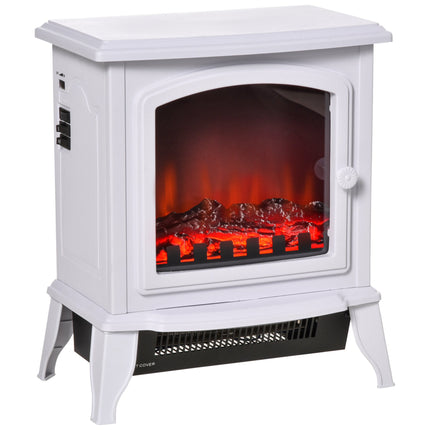 Freestanding Electric Fireplace, 2 Heat Modes, Glass, White