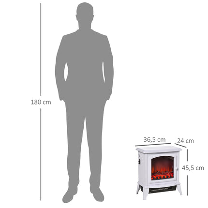 Freestanding Electric Fireplace, 2 Heat Modes, Glass, White