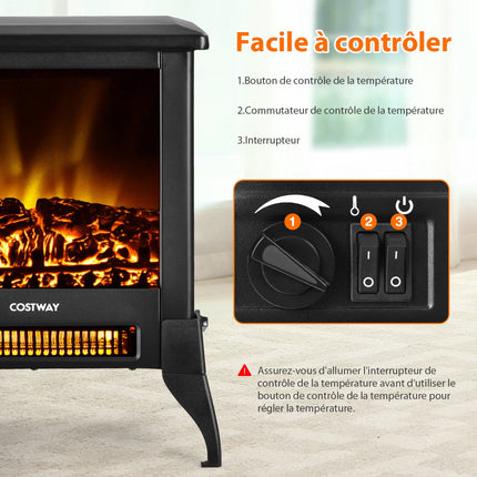 Freistehender Elektrokamin 1400W, Flammeneffekt