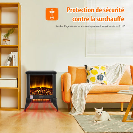 Freistehender Elektrokamin 1400W, Flammeneffekt