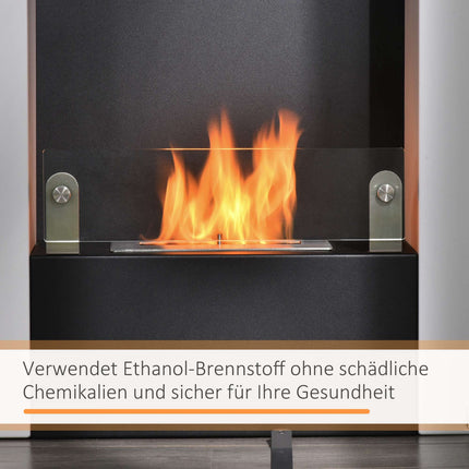 Freistehender Ethanol-Kamin, 1,5L, Weiß/Schwarz