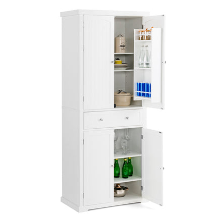 Freistehender Küchenschrank, 183 cm, 4 Türen, Schublade
