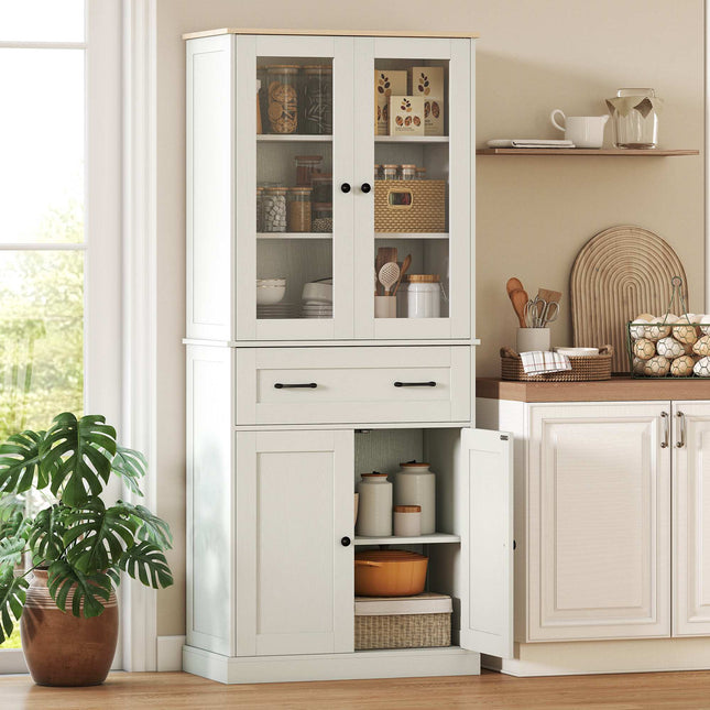 Freestanding Kitchen Pantry Cabinet with Adjustable Shelves