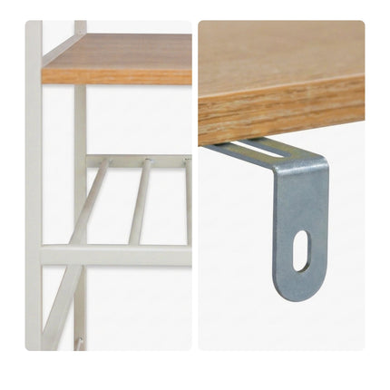 Freestanding Kitchen Rack, 7 Shelves, 8 Hooks, MDF/Metal