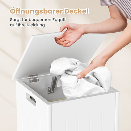 Freistehender Wäscheschrank mit Deckel und Beutel, Weiß