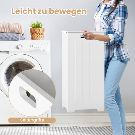 Freistehender Wäscheschrank mit Deckel und Beutel, Weiß