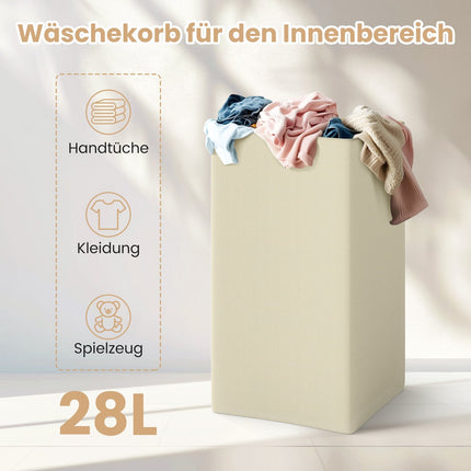 Freistehender Wäscheschrank mit Deckel und Beutel, Weiß