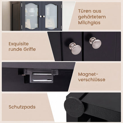 Freestanding Linen Bathroom Cabinet, Black, 58.5 Inch