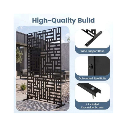 Freestanding Louvered Metal Privacy Screen 183 cm, Outdoor, Black