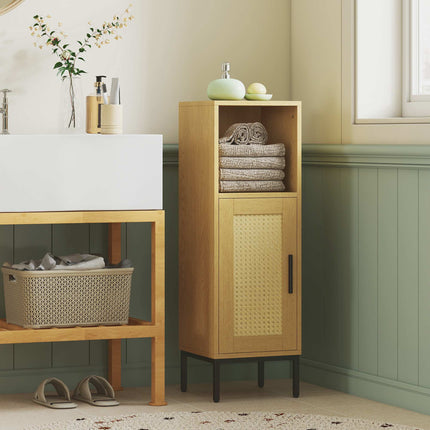 Freestanding Narrow Bathroom Cabinet, Adjustable Shelf, Natural
