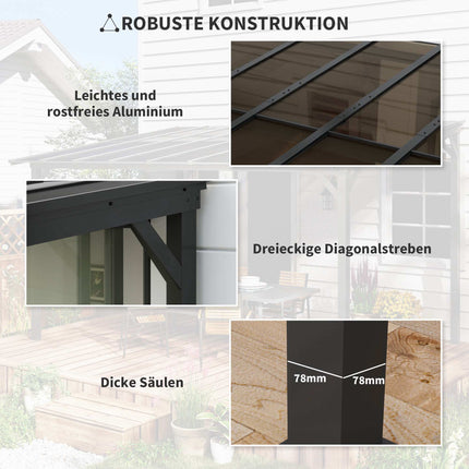 Volně stojící zastřešení terasy, 3x4.3m, polykarbonátová střecha