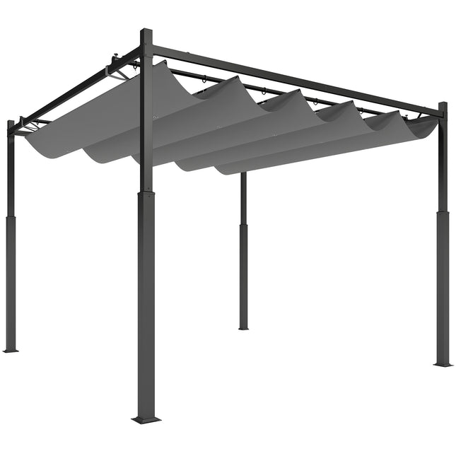 Freistehende Pergola 3x3m mit verschiebbarem Dach, UV-beständig