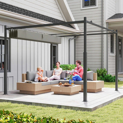 Volně stojící pergola 3x3m s posuvnou střechou, odolná proti UV