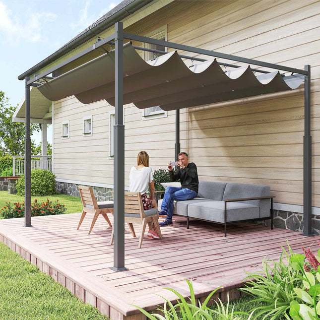 Freistehende Pergola 3x3m mit verschiebbarem Dach, UV-beständig
