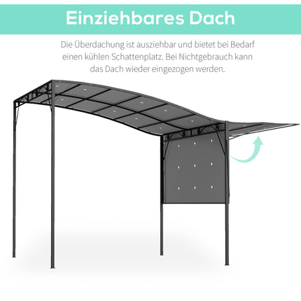 Freistehende Pergola mit ausziehbarer Markise, Stahlrahmen