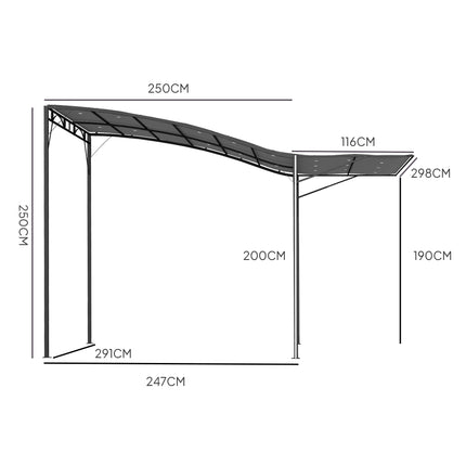 Freistehende Pergola mit ausziehbarer Markise, Stahlrahmen