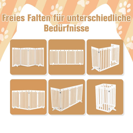 Freestanding Pet Gate, 4-Panel Foldable MDF, White
