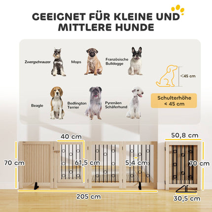 Freestanding Pet Gate with Door, 4 Panels, MDF & Steel