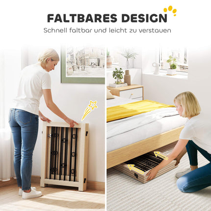 Freestanding Pet Gate with Door, 4 Panels, MDF & Steel