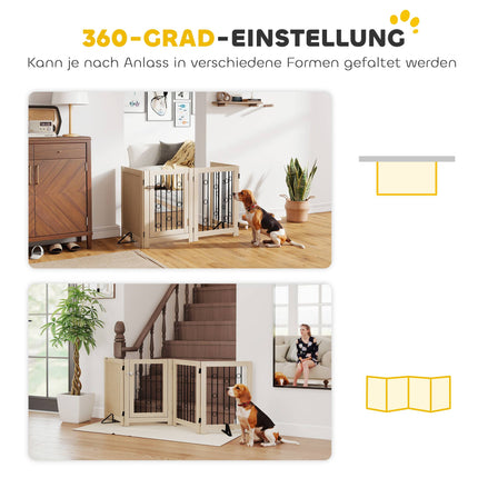 Freestanding Pet Gate with Door, 4 Panels, MDF & Steel