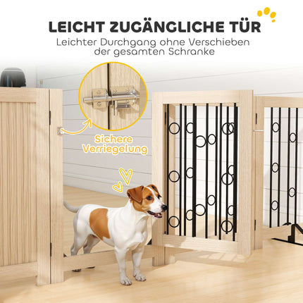 Freestanding Pet Gate with Door, 4 Panels, MDF & Steel