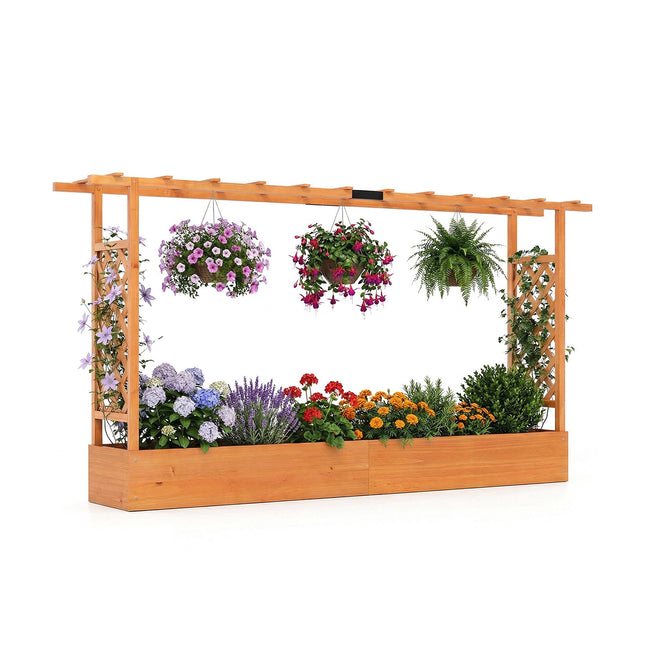 Freistehendes Hochbeet mit Spalier, Fichtenholz, 220x35x114 cm