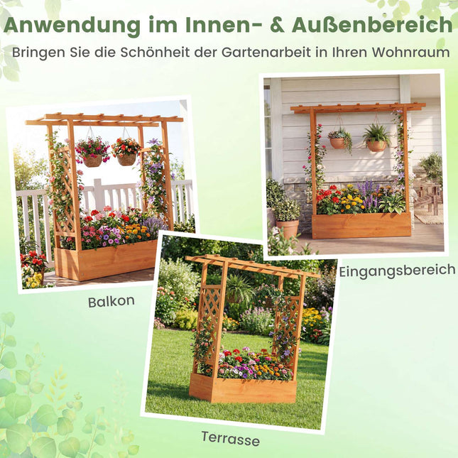 Freistehendes Hochbeet mit Spalier, Fichtenholz