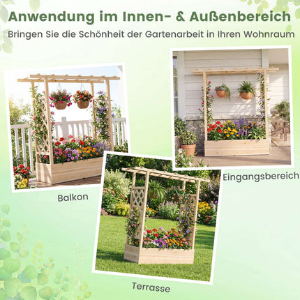 Freestanding Raised Garden Bed with Trellis and Roof, Spruce Wood