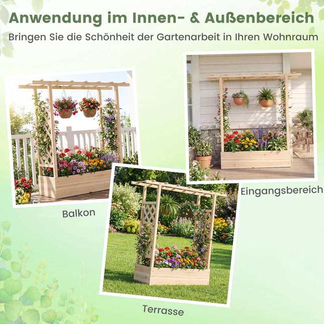 Freistehendes Hochbeet mit Spalier und Dach, Fichtenholz