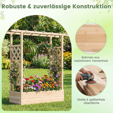 Freestanding Raised Garden Bed with Trellis and Roof, Spruce Wood