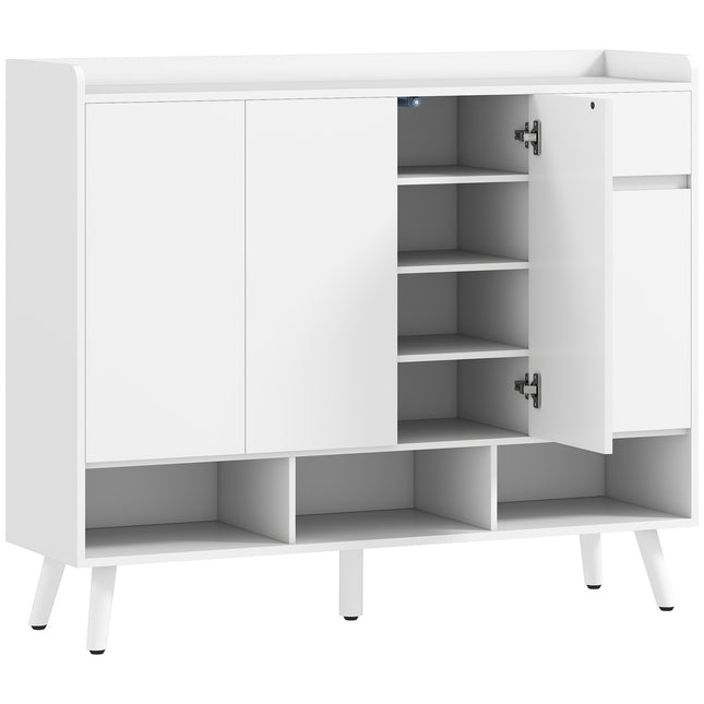 Freestanding Shoe Cabinet, Handleless, 4 Doors, Adjustable Shelves