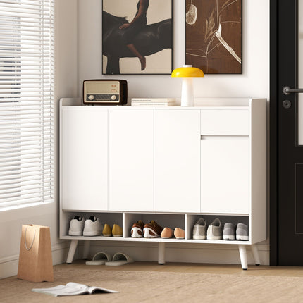 Freestanding Shoe Cabinet, Handleless, 4 Doors, Adjustable Shelves